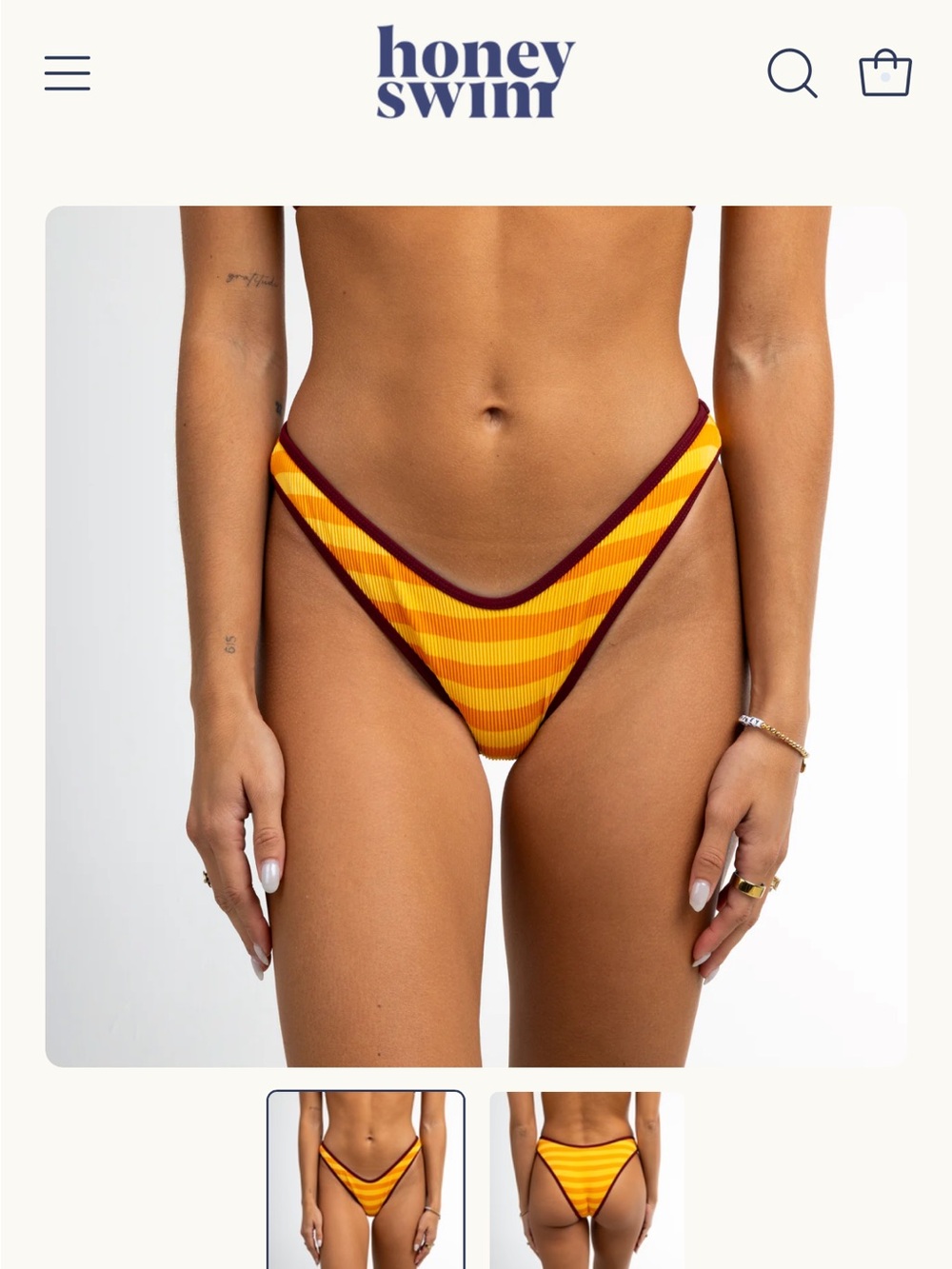 Honey Swim Gold Coast Classic Ribbed Bottoms - Picture 2 of 11